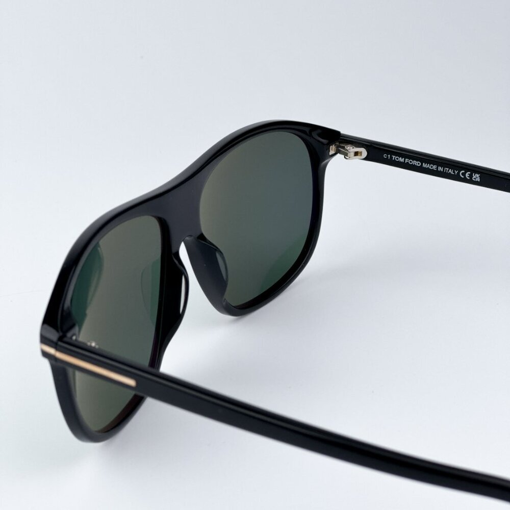 Tom Ford Men Black Green Polarized BRAND NEW Sunglasses PRESCOTT FT1027 01R - Picture 7 of 12